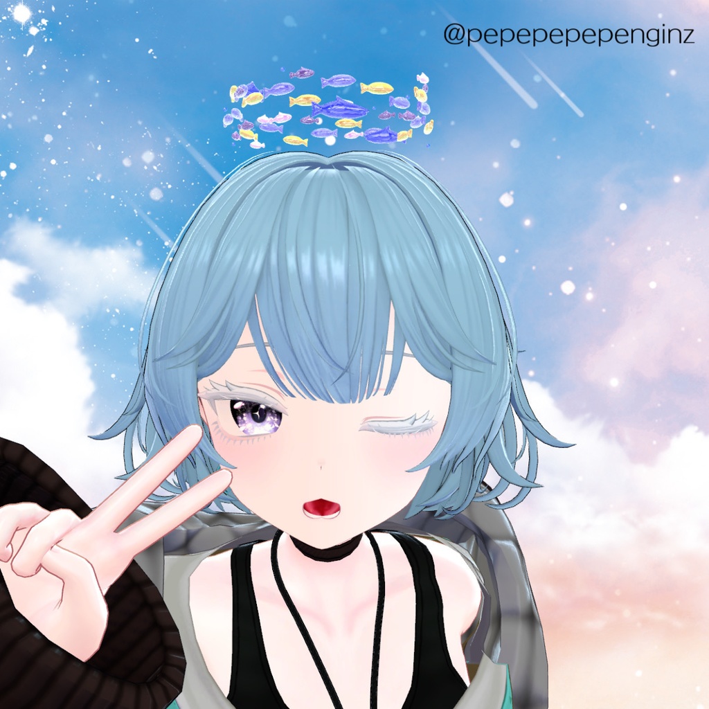 【MA対応】頭に付けるお魚アクセサリー「head fish halo」【VRChat】