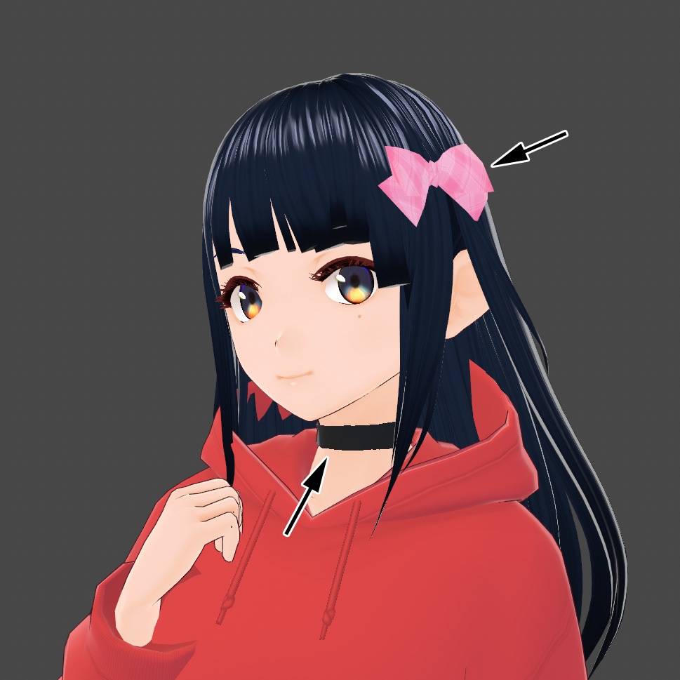 VRoid Studio 用 シンプルアクセサリ（ヘアリボン、チョーカー）