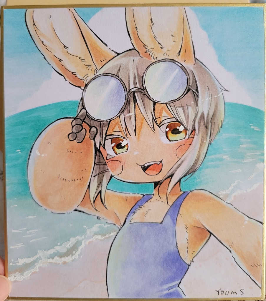【アナログミニ色紙】海とナナチ