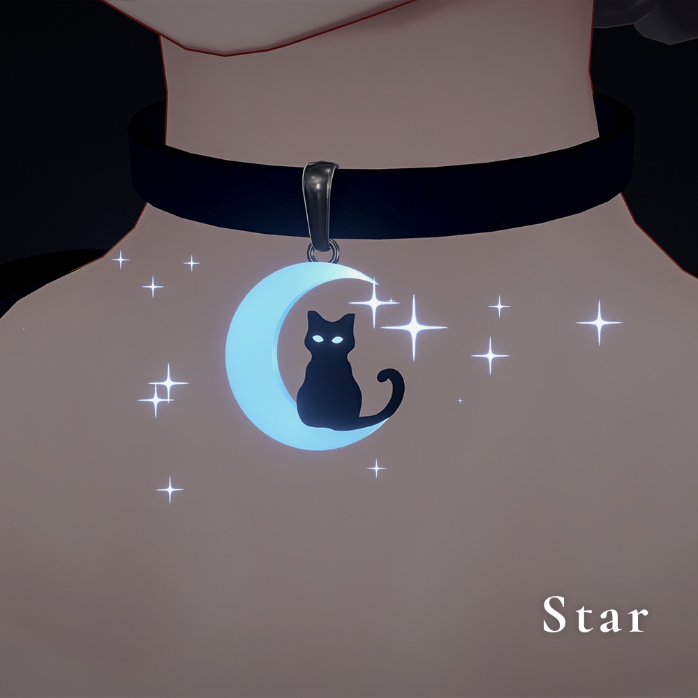 【月の発光カラー×3種パーティクル】月猫チョーカー【8/23までセール中✨】