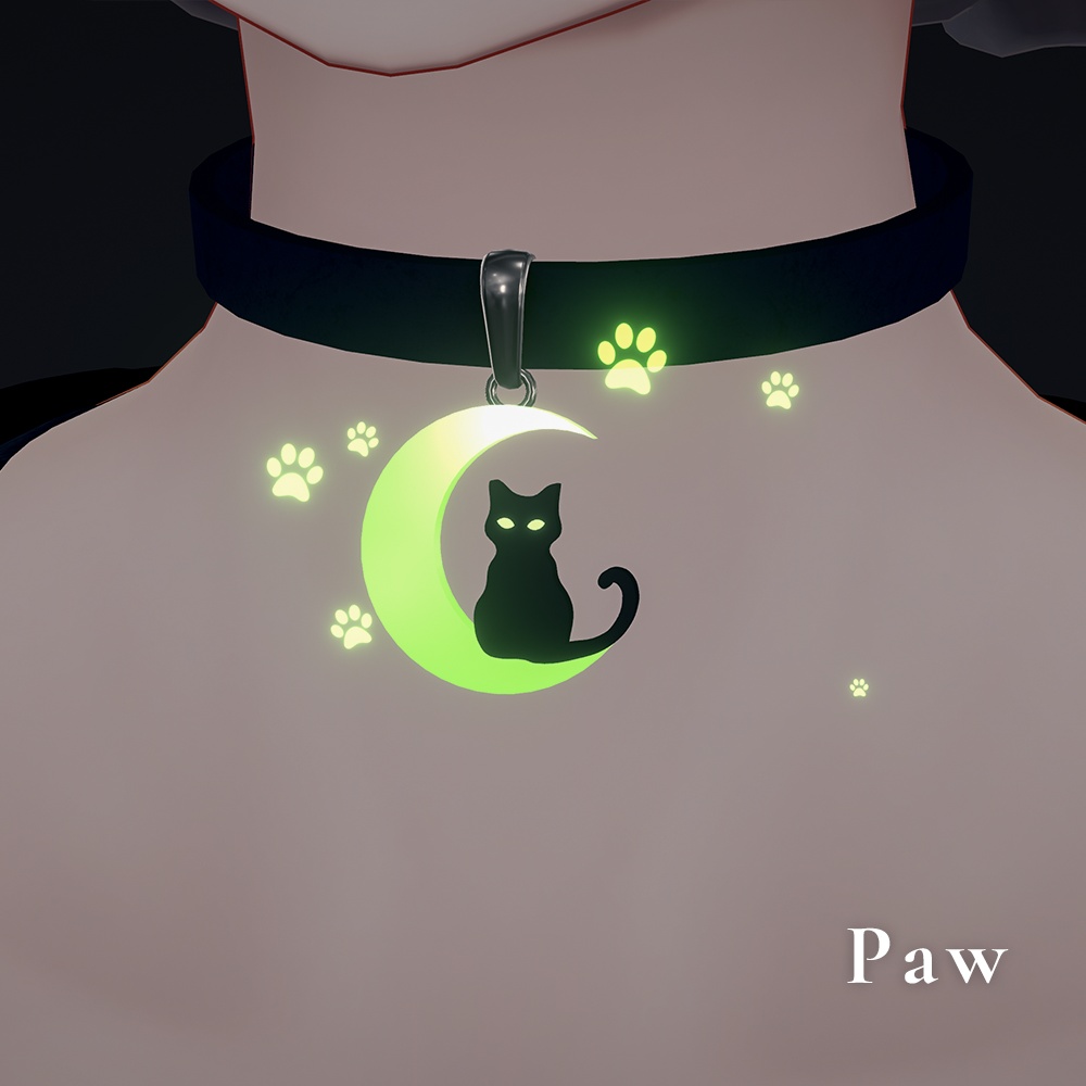 【月の発光カラー×3種パーティクル】月猫チョーカー【8/23までセール中✨】