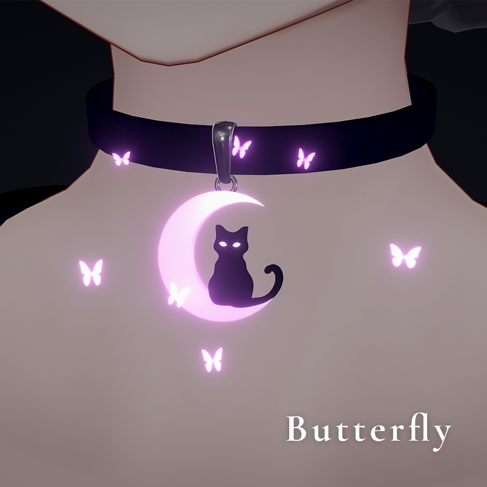 【月の発光カラー×3種パーティクル】月猫チョーカー【8/23までセール中✨】
