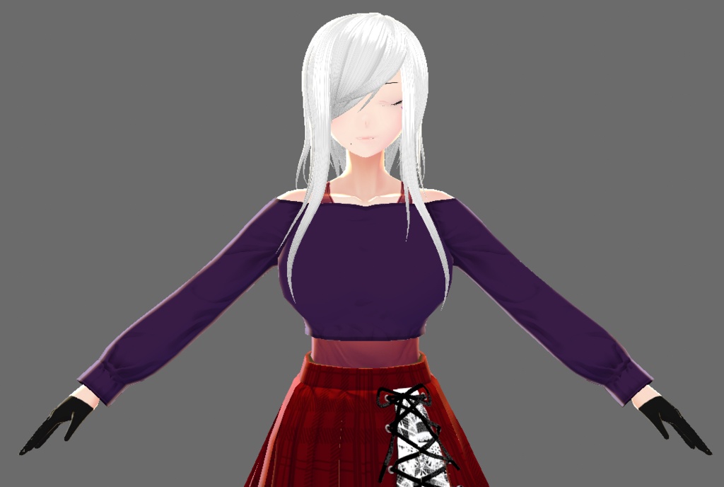 【Vroid】オフショルダーシャツ(ワンピース長袖ver)