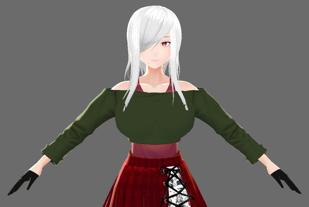 【Vroid】オフショルダーシャツ(ロングコートハイネックver)