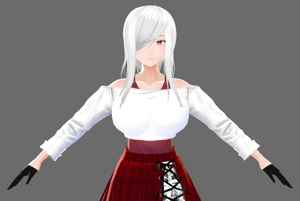 【Vroid】オフショルダーシャツ(ロングコートハイネックver)