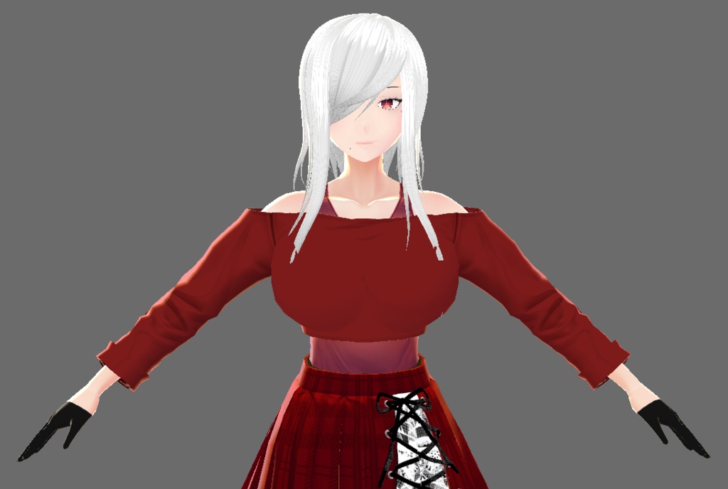 【Vroid】オフショルダーシャツ(ロングコートハイネックver)