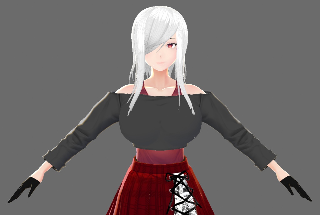 【Vroid】オフショルダーシャツ(ロングコートハイネックver)