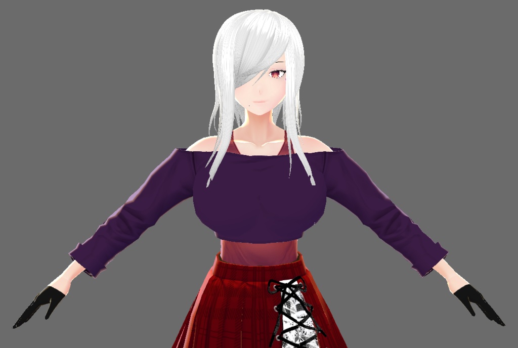 【Vroid】オフショルダーシャツ(ロングコートハイネックver)