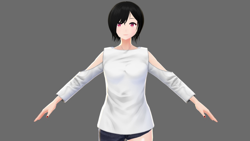 【Vroid】オープンショルダーシャツB