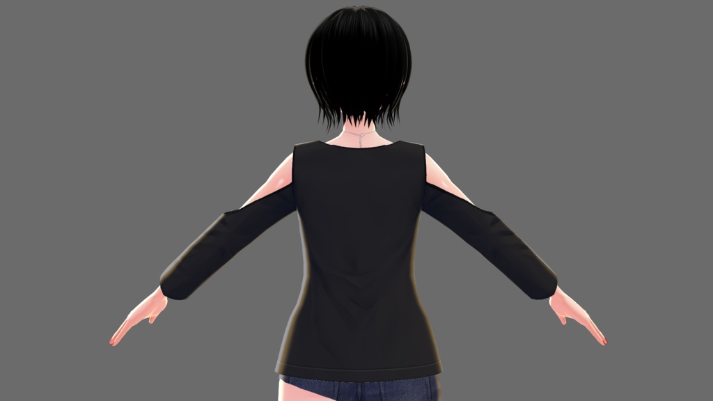 【Vroid】オープンショルダーシャツB