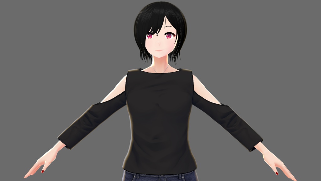 【Vroid】オープンショルダーシャツB