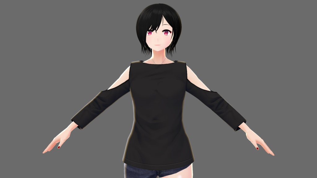 【Vroid】オープンショルダーシャツB