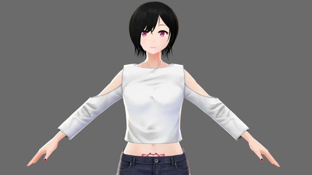 【Vroid】オープンショルダーシャツB