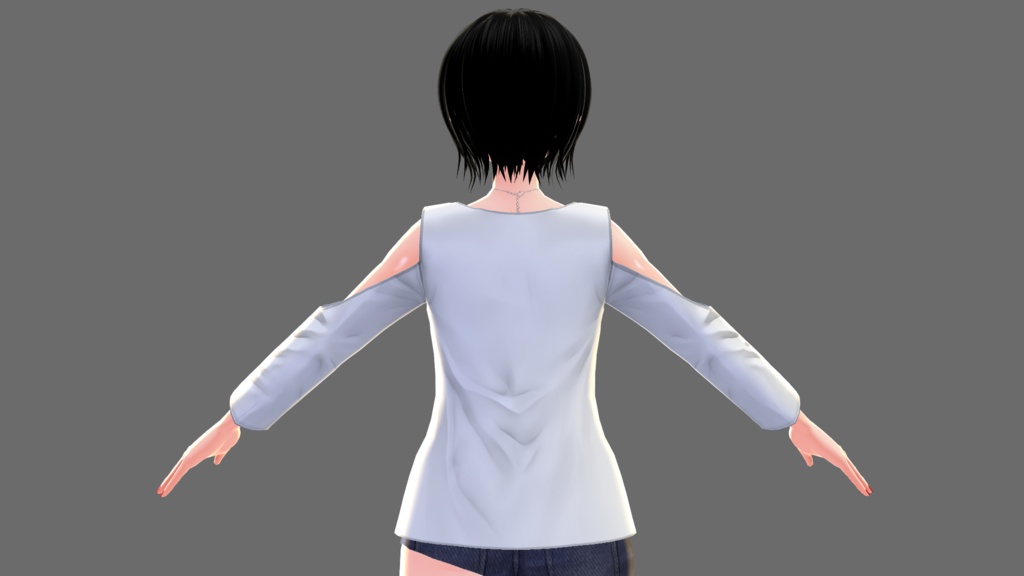 【Vroid】オープンショルダーシャツB