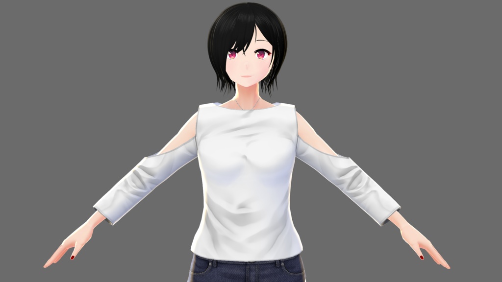 【Vroid】オープンショルダーシャツB