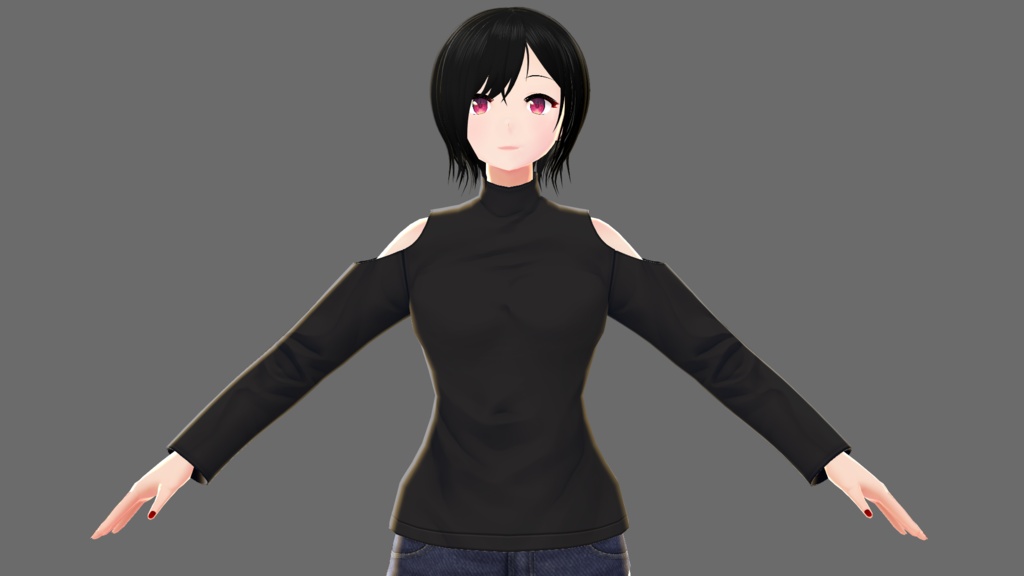 【Vroid】オープンショルダーシャツA