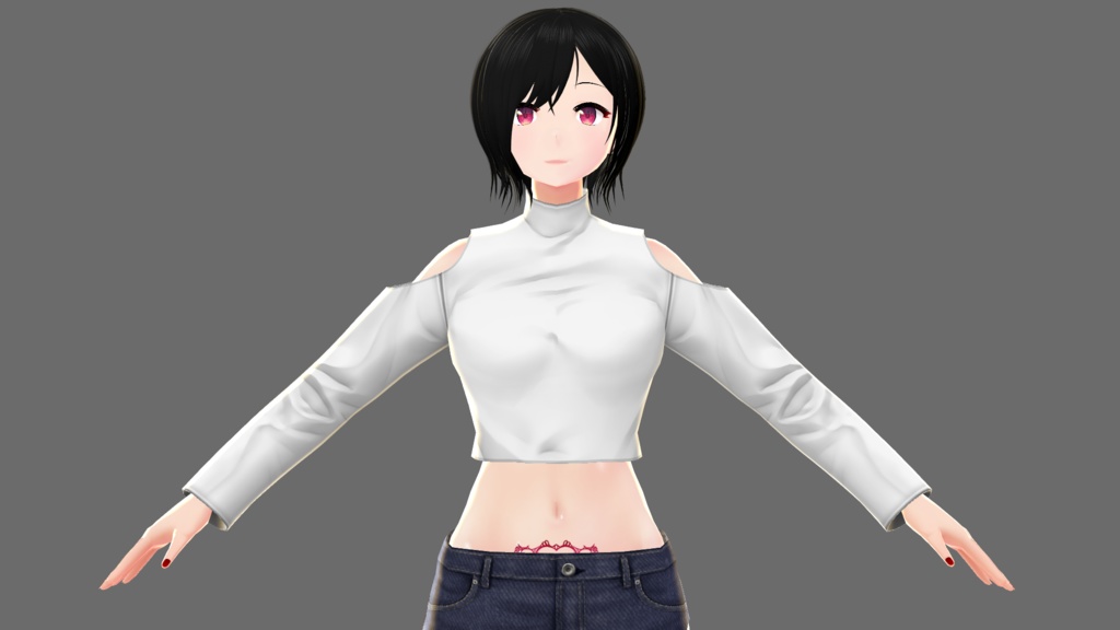 【Vroid】オープンショルダーシャツA