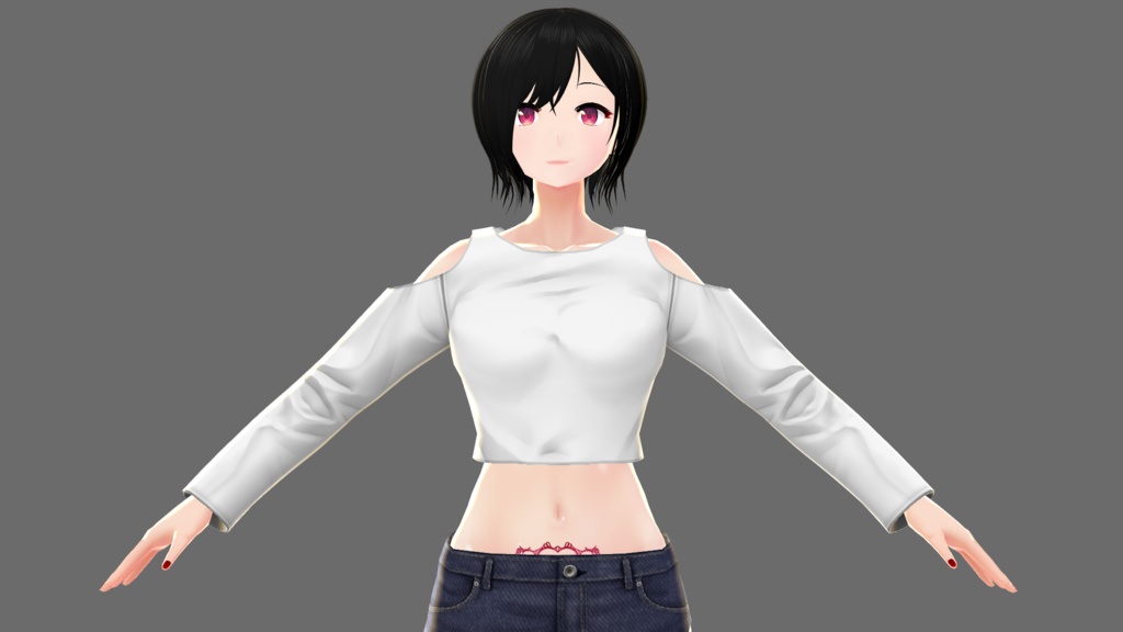 【Vroid】オープンショルダーシャツA