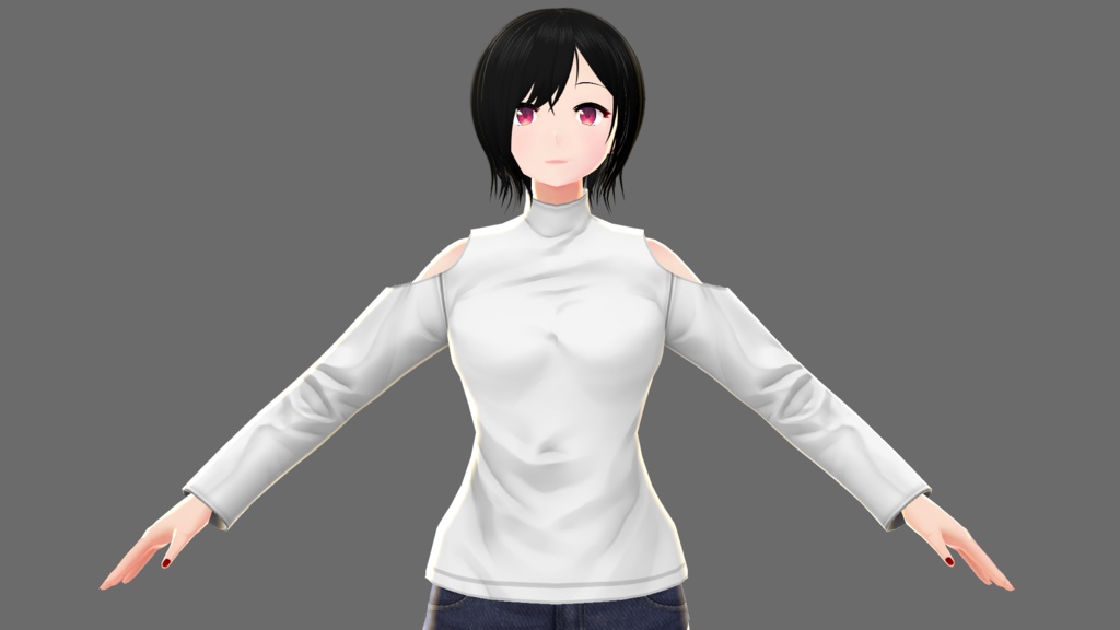 【Vroid】オープンショルダーシャツA