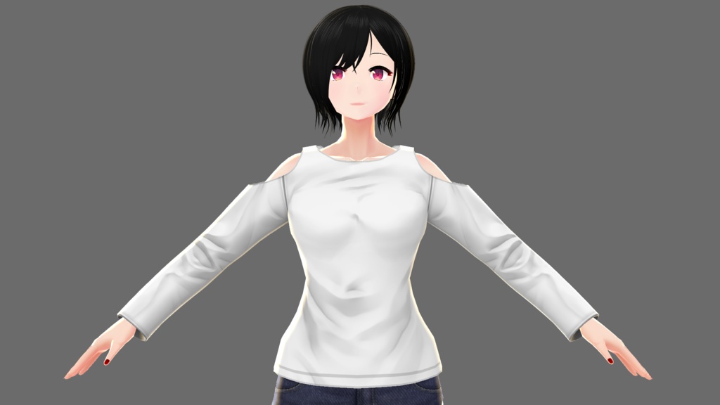 【Vroid】オープンショルダーシャツA