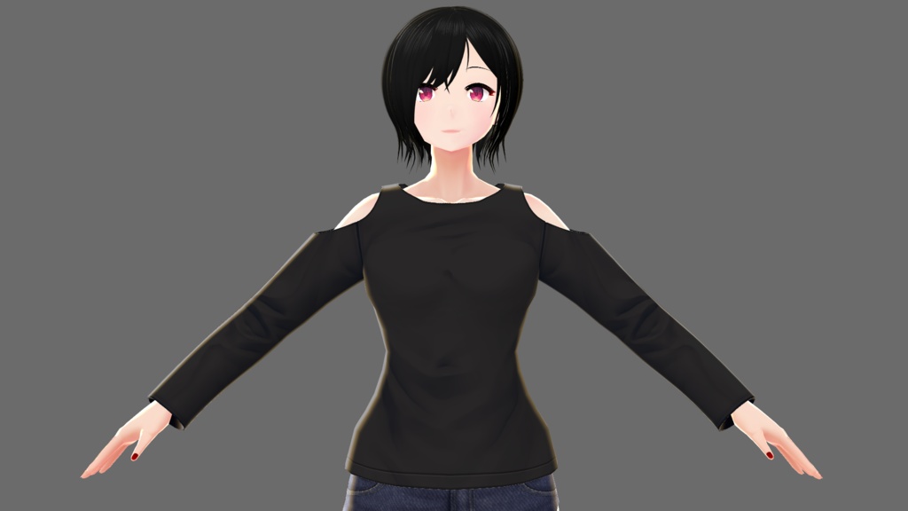 【Vroid】オープンショルダーシャツA