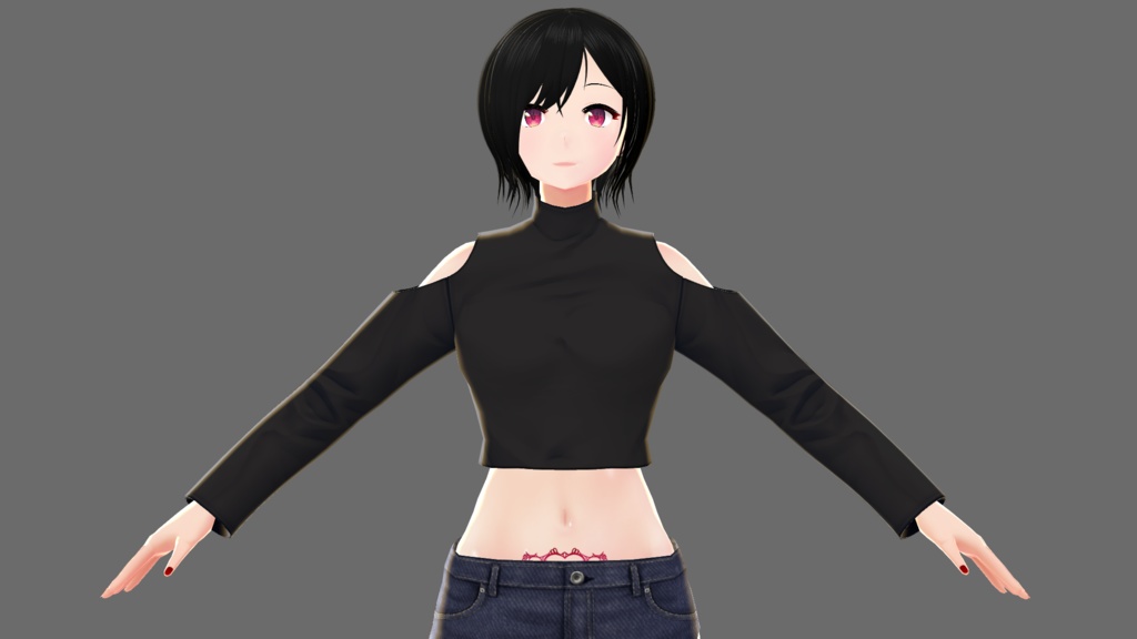 【Vroid】オープンショルダーシャツA