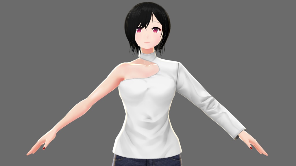 【Vroid】ワンショルダーシャツC