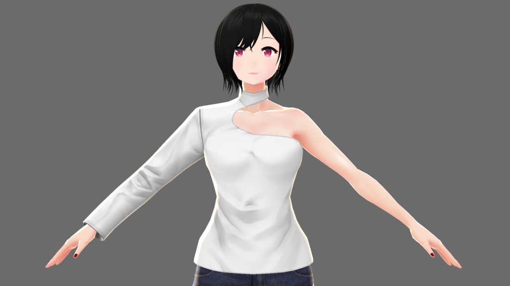 【Vroid】ワンショルダーシャツC