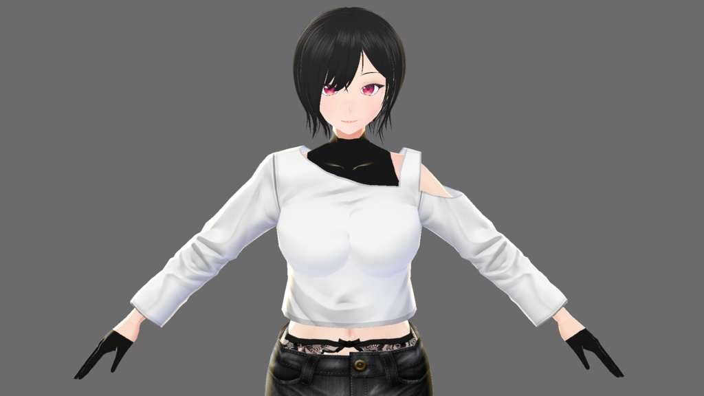 【Vroid】ワンショルダーシャツD