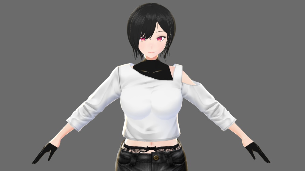 【Vroid】ワンショルダーシャツD