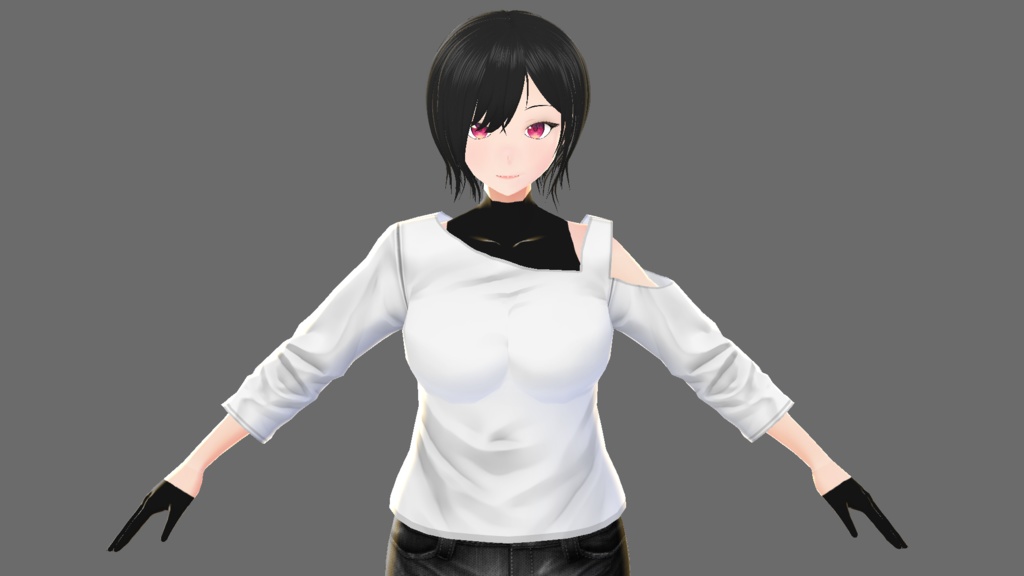 【Vroid】ワンショルダーシャツD