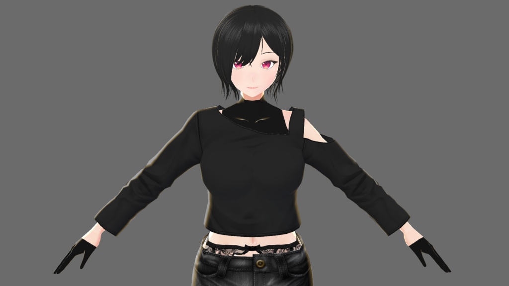 【Vroid】ワンショルダーシャツD