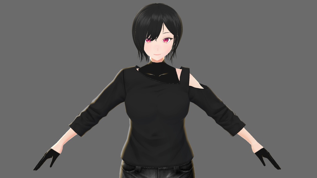 【Vroid】ワンショルダーシャツD