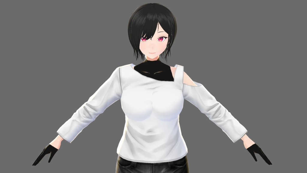 【Vroid】ワンショルダーシャツD