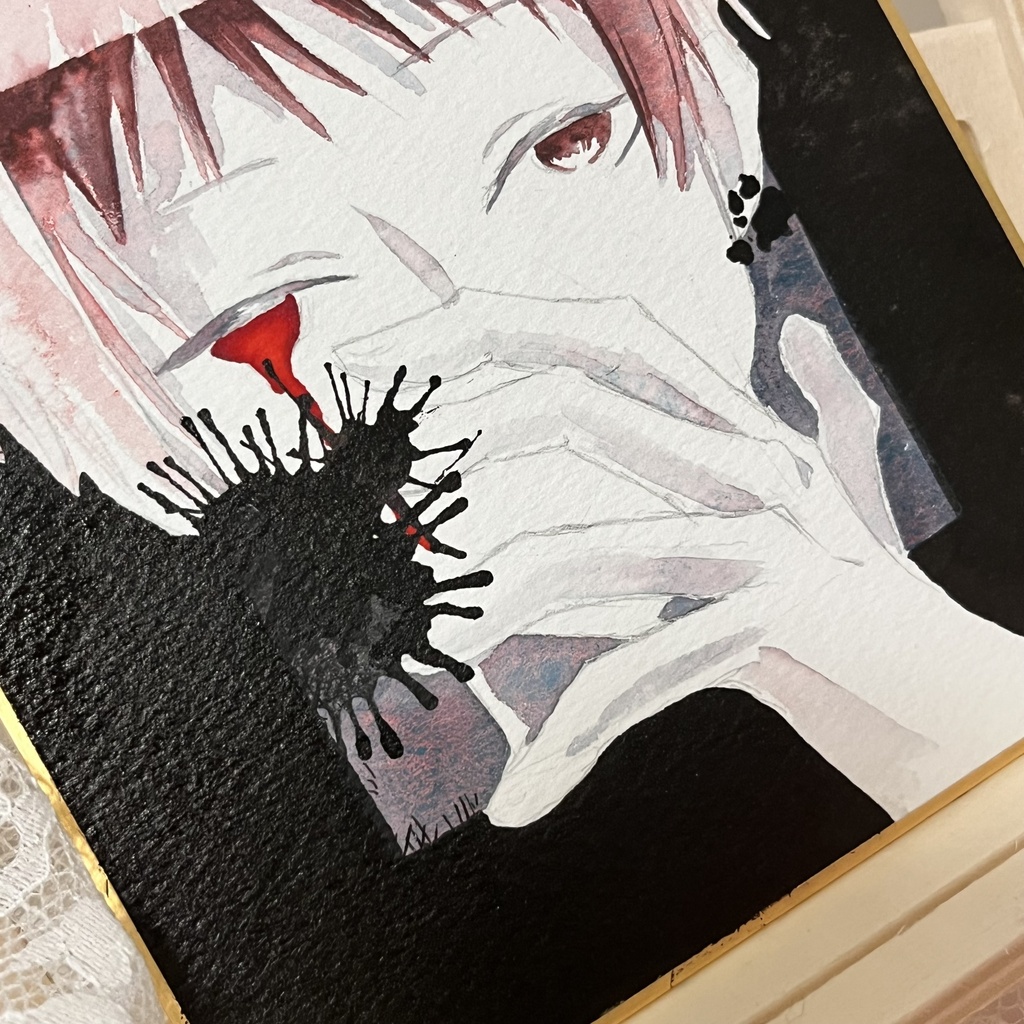 【一点物】透明水彩原画「赤い涙」