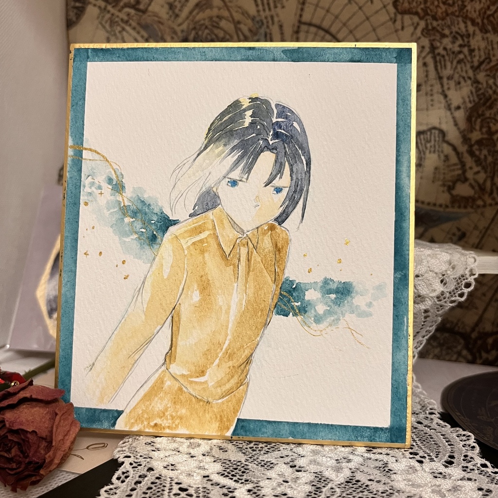 【一点物】透明水彩原画「強か」