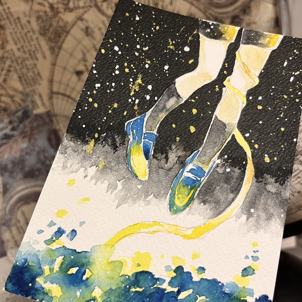 【一点物】透明水彩原画「繋がり」