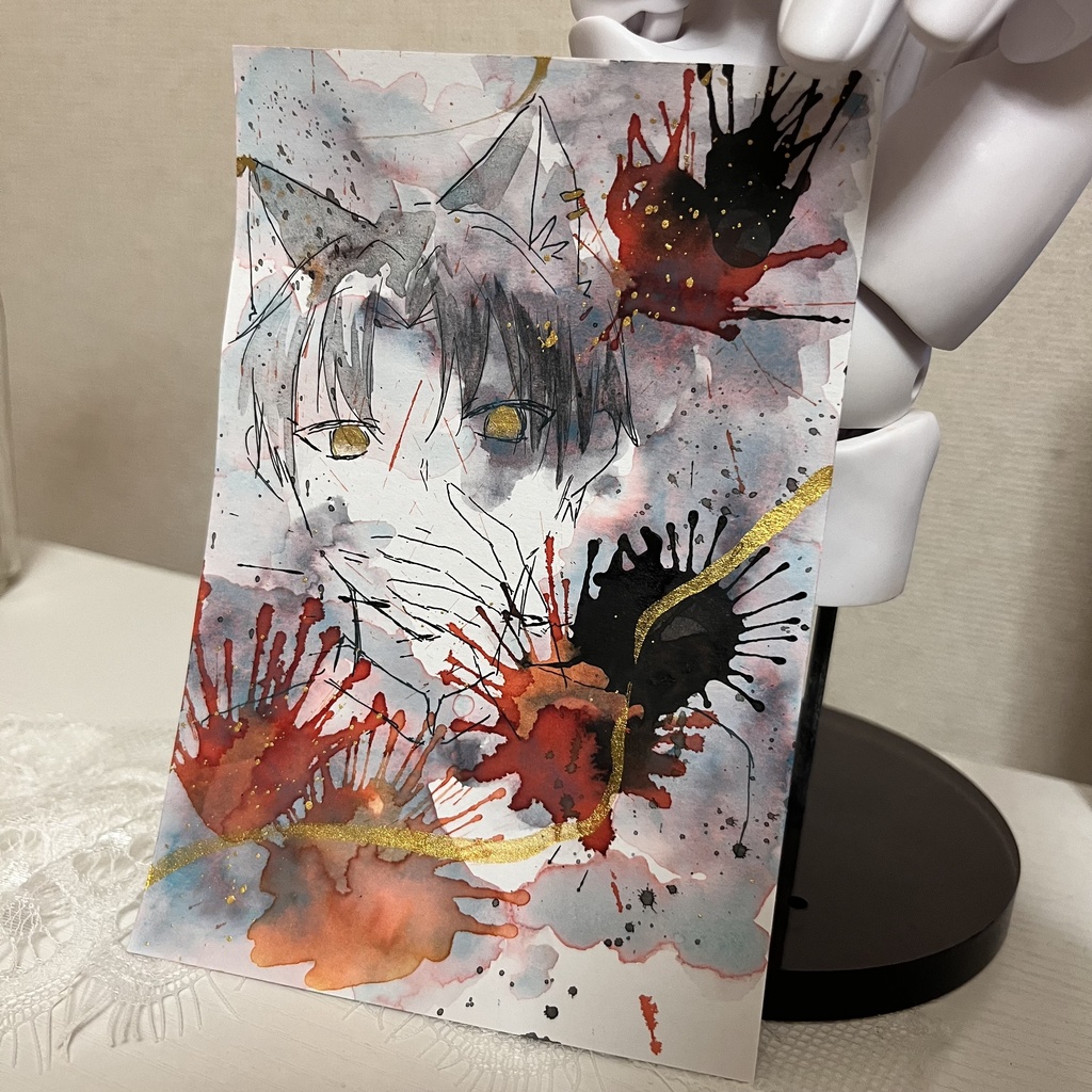 【一点物】透明水彩原画「感情の滲み」