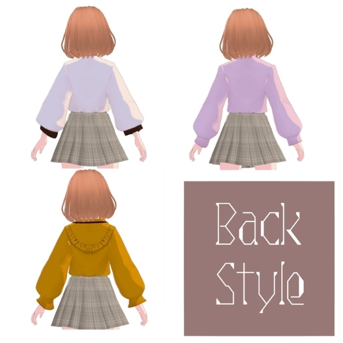 【VRoid 用】ブラウス3点セット