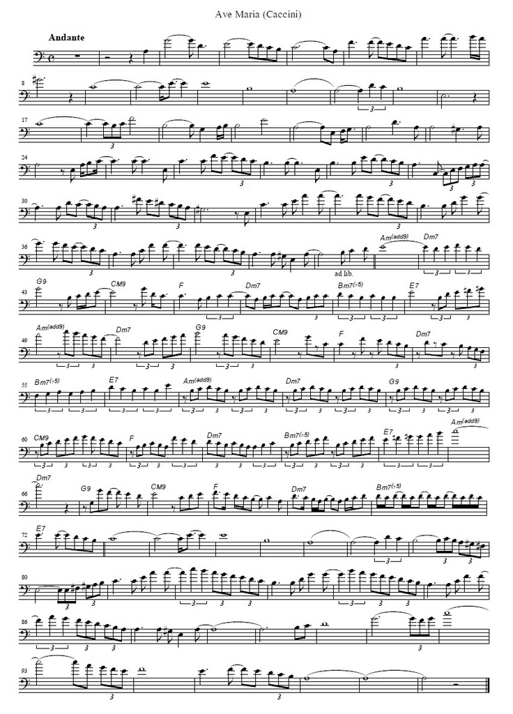 カッチーニのアヴェ・マリア　ソロ楽譜（PDFデータ）＆伴奏音源
