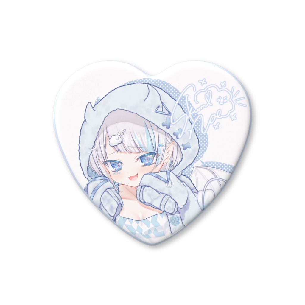 栖雲のえ　ぱじゃまVer.　ハート缶バッジ