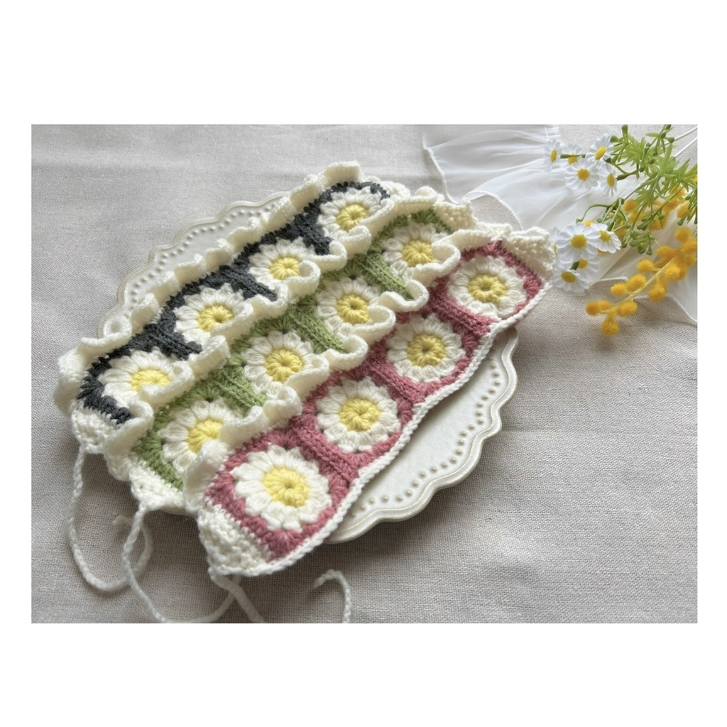 お花のグラニースクエアボンネット