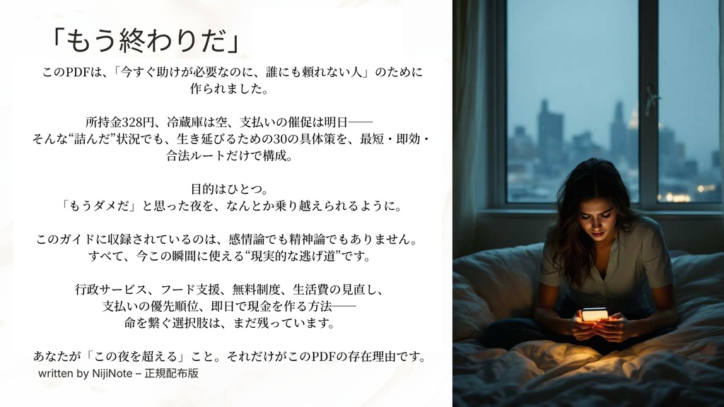 328円から3日を生き延びる30の方法|緊急生活再建マニュアル