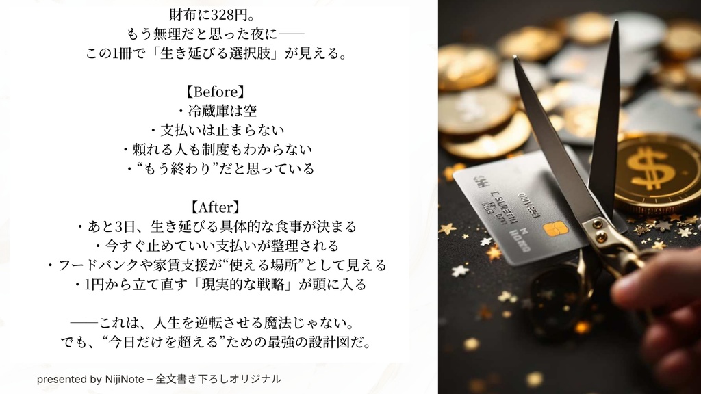 328円から3日を生き延びる30の方法|緊急生活再建マニュアル