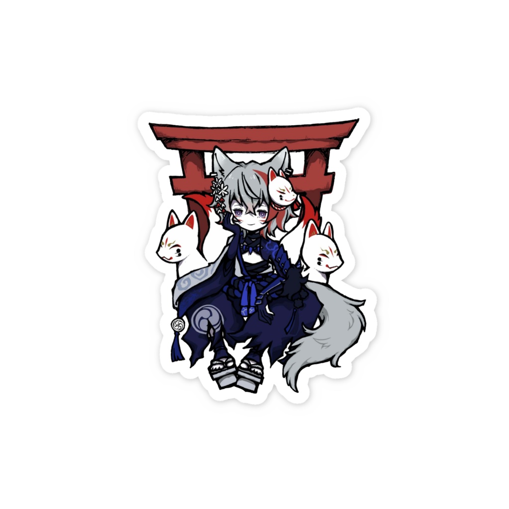 ゆや神社ステッカー(イラストしましまさま)