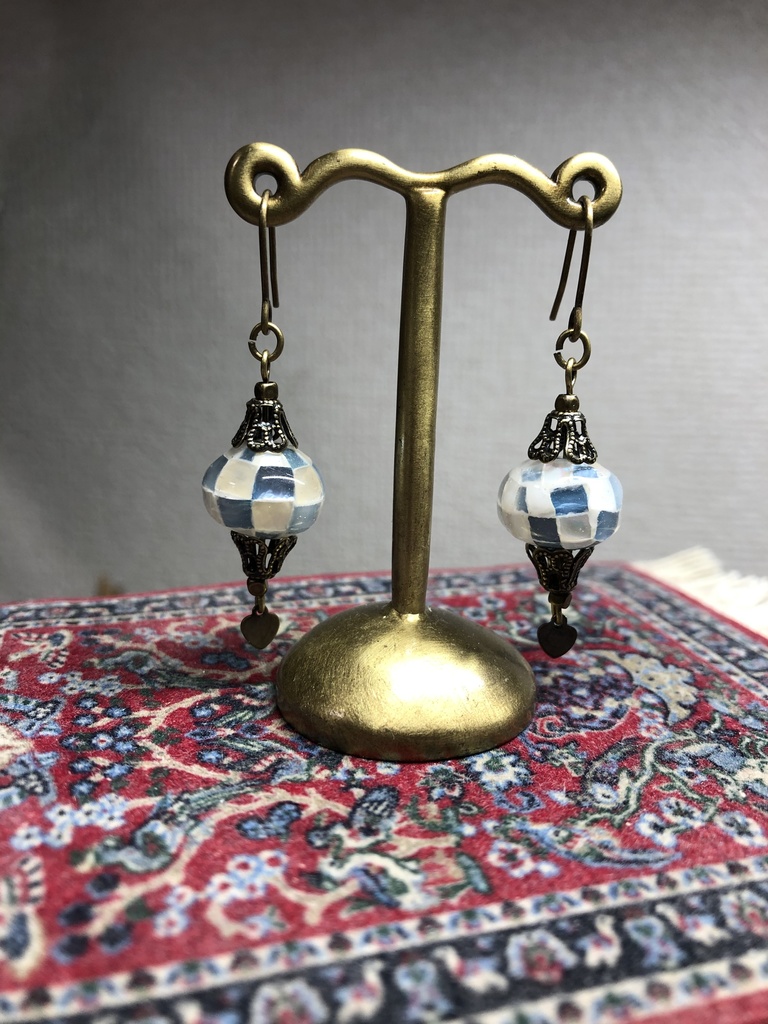 トルコランプピアス モザイクシェル(ブルーホワイト)