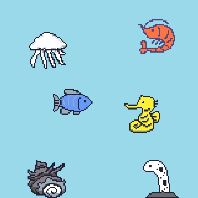 【海の生き物ドット絵素材 ミニセット】