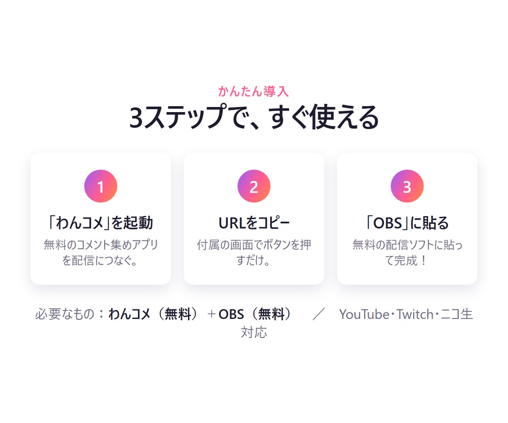 コメントあそびキット |【わんコメ連携・OBSに貼るだけ】配信のおまけ5点(おみくじ・ガチャ・抽選・出席・カウンター)