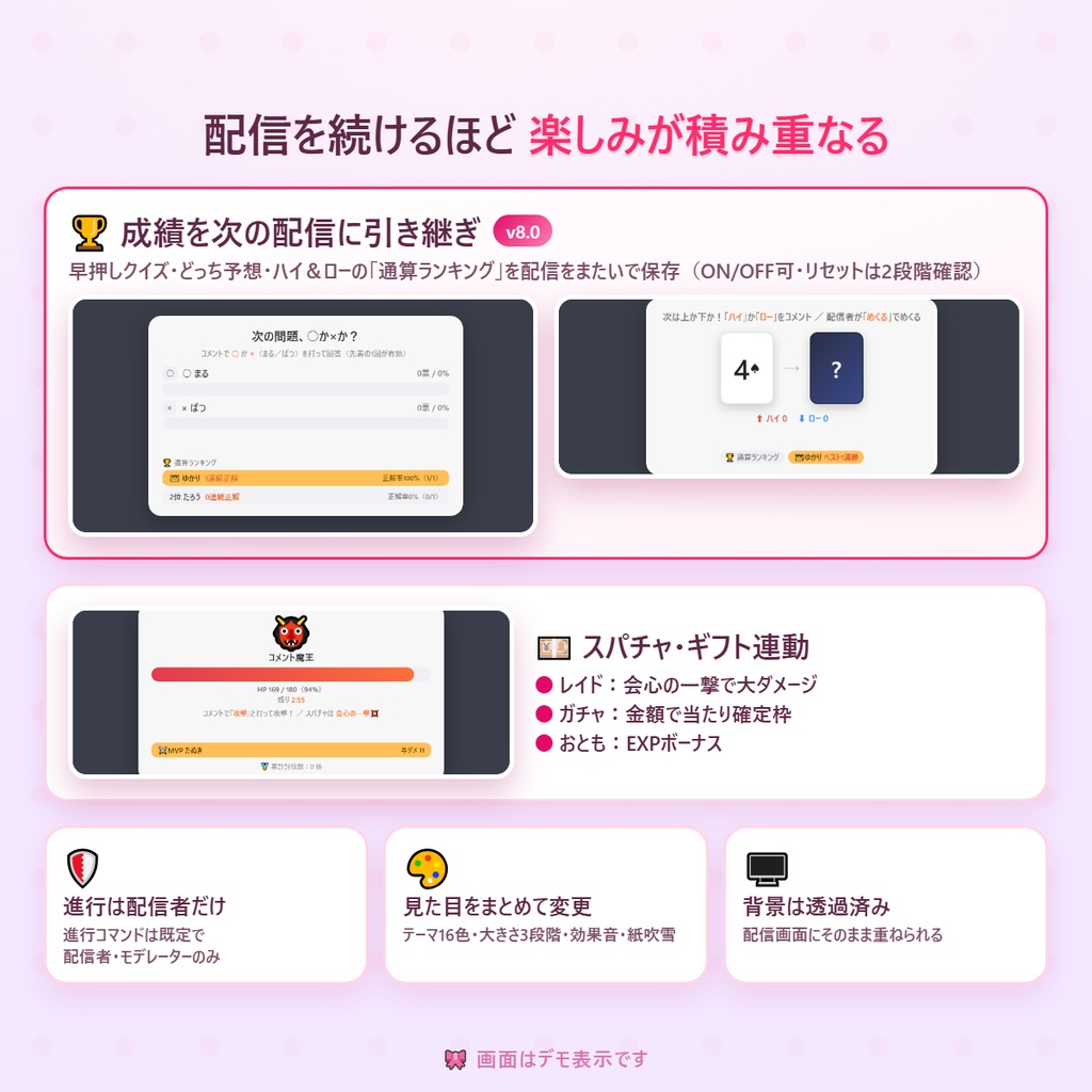 わんコメ連携 視聴者が遊べる配信おまけ21ゲーム コメントあそびキット v8.0