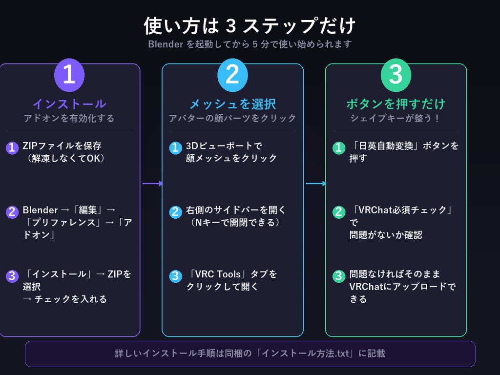 VRC ShapeKey Pro - VRChat向けシェイプキー統合管理 Blenderアドオン